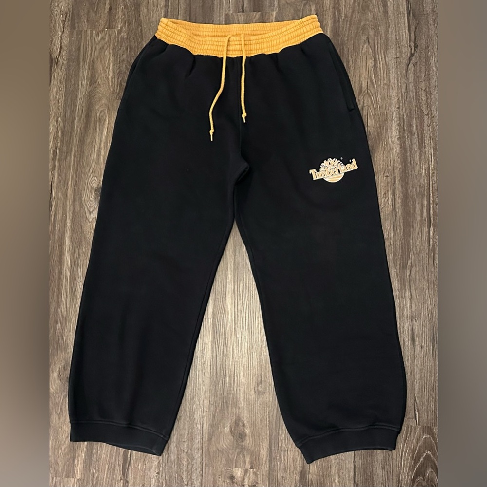 Vintage Men’s Timberland Black/Brown Drawstring Organic Sweatpants -2XL